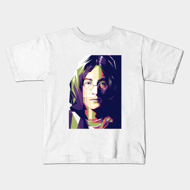 John Lennon pop art style Kids T-Shirt by Sterelax Studio